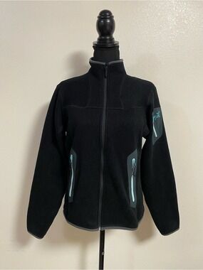 Arc’teryx Jacket Women’s Size Medium Black Aqua Covert Cardigan Fleece Jacket